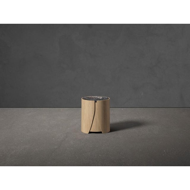 Not Yet Made - Made To Order Small Perianth Table in Oak and Nero Marquina Marble by Haymann Editions For Sale - Image 5 of 7