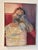 Striking vintage acrylic on board portrait painting featuring a resting male figure rendered in loose expressive...