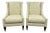 Custom Pair Pearson Wingback Jacquard Leaf Vine Transitional Chairs For Sale