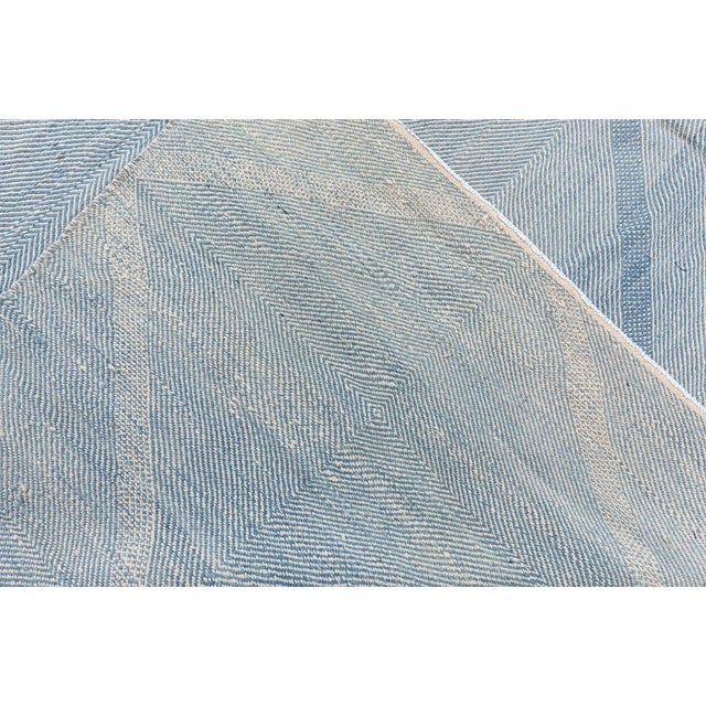 Modern Flatweave Geometric Light Blue Wool Rug "Skylace" by Doris Leslie Blau For Sale In New York - Image 6 of 8