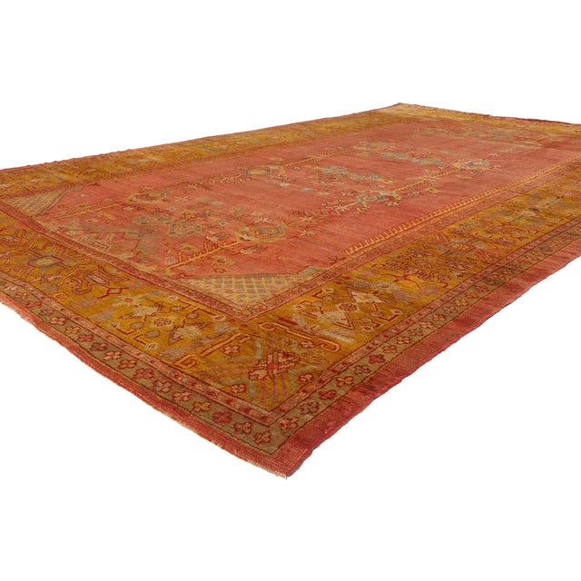 73790 Late 19th Century Antique Turkish Oushak Rug, 09'03 x 15'04. Woven beneath the Anatolian sun in the late 19th...