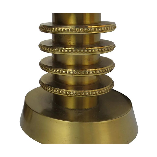 Art Deco Machine Age Brass Table Lamps - a Pair For Sale - Image 10 of 11