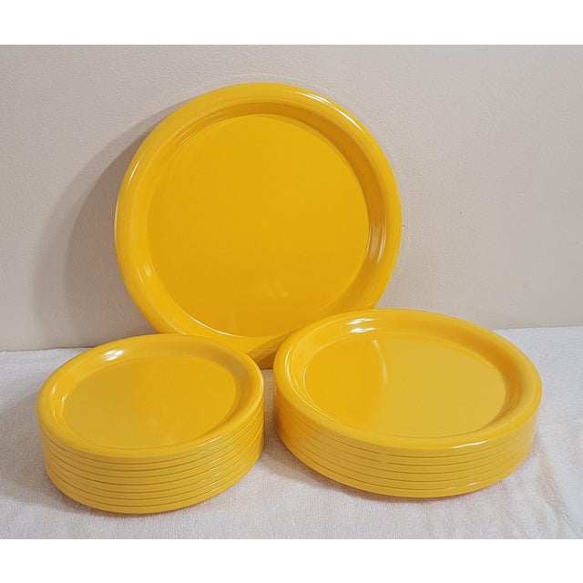 Retro Vintage 1970's Primary Yellow Ingrid Ltd. Chicago Melamine Melmac Dinnerware. Popular for picnicking & camping...
