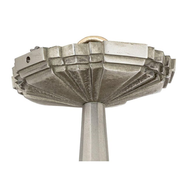 Art Deco Frosted Glass Chandelier For Sale - Image 4 of 6