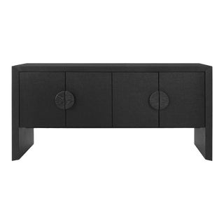 Matthew Izzo Home Colt Black Grasscloth and Oak Buffet For Sale