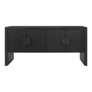 Matthew Izzo Home Colt Black Grasscloth and Oak Buffet