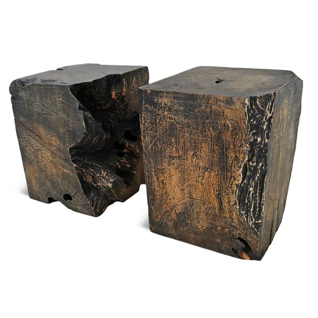 Blackened Burnt Teak Stump Side Table For Sale In Los Angeles - Image 6 of 10