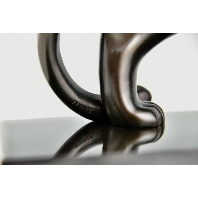 Emile Louis Bracquemond, Sculpture of Walking Panther, 1930, Bronze and Marble For Sale - Image 13 of 14