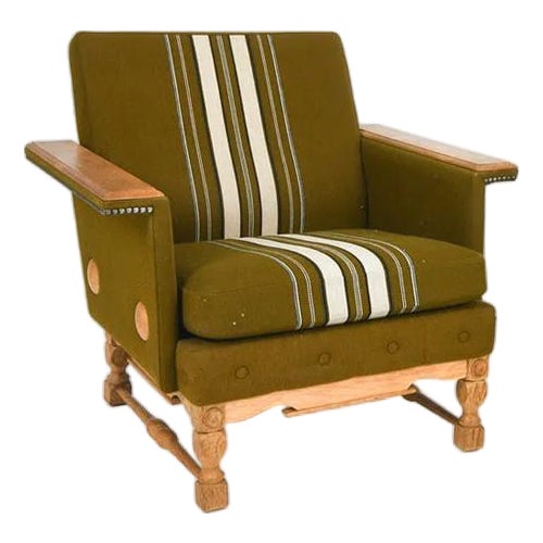 Danish Mid Century Modern Lounge Chair W Straight Paddle Arms For Sale