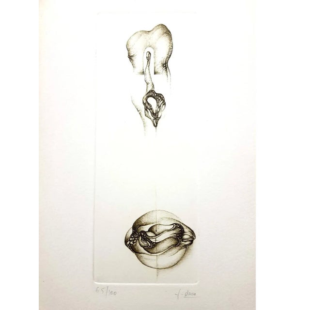 Wood Fred Deux - Grey Surrealism VI - Signed Original Etching For Sale - Image 7 of 7