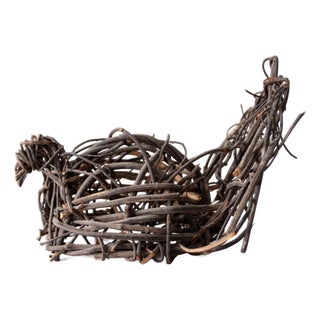 Vintage Woven Grapevine Turkey Folk Art Sculpture For Sale