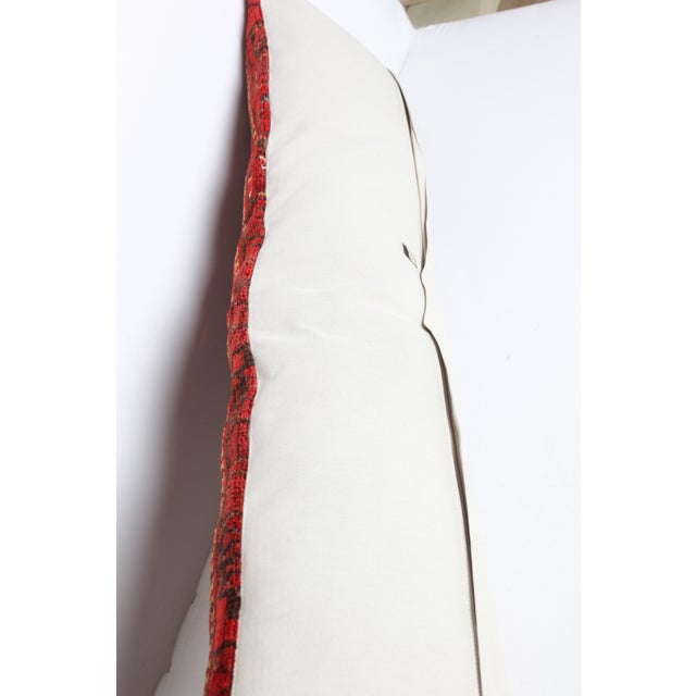 Antique Handwoven Tribal Wool Throw Lumbar Pillow Cushion -16'' X 46'' For Sale - Image 9 of 10