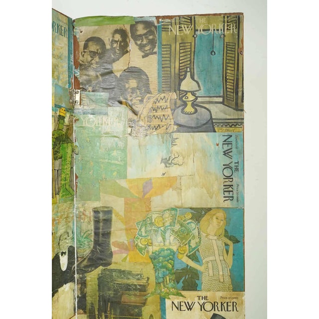 Late 20th Century Vintage Decoupage Wood Room Divider Screen For Sale - Image 5 of 8