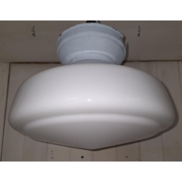 Art Deco German Ceiling Lamp with Opaque White Glass Shade, 1930s For Sale - Image 6 of 7