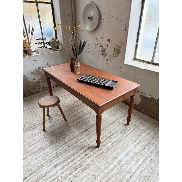 Cherrywood Table with Turned Legs, 1950s For Sale - Image 11 of 18