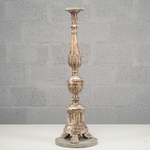 Lacquered Candlestick with Marble Base For Sale - Image 4 of 8