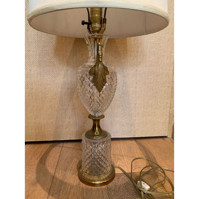 Metal Mid 20th Century Cut Crystal Table Lamp For Sale - Image 7 of 10