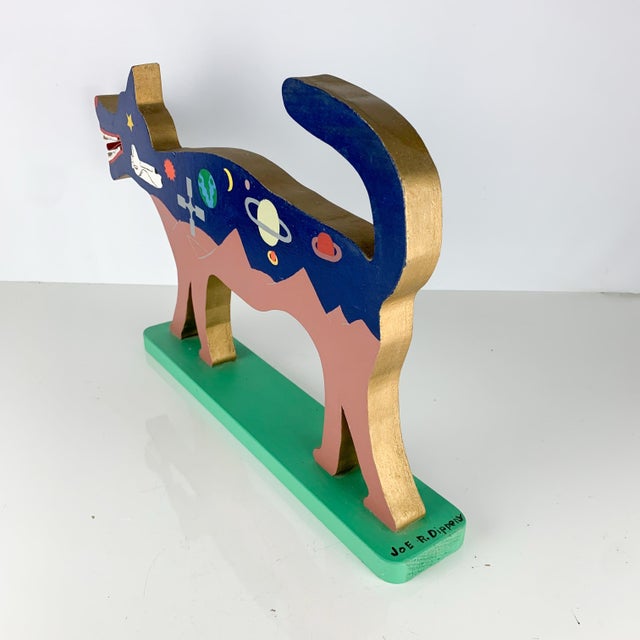 Late 20th Century Vintage Folk Art Carved Painted Wood Wolf Outter Space Native American Outsider For Sale - Image 5 of 11