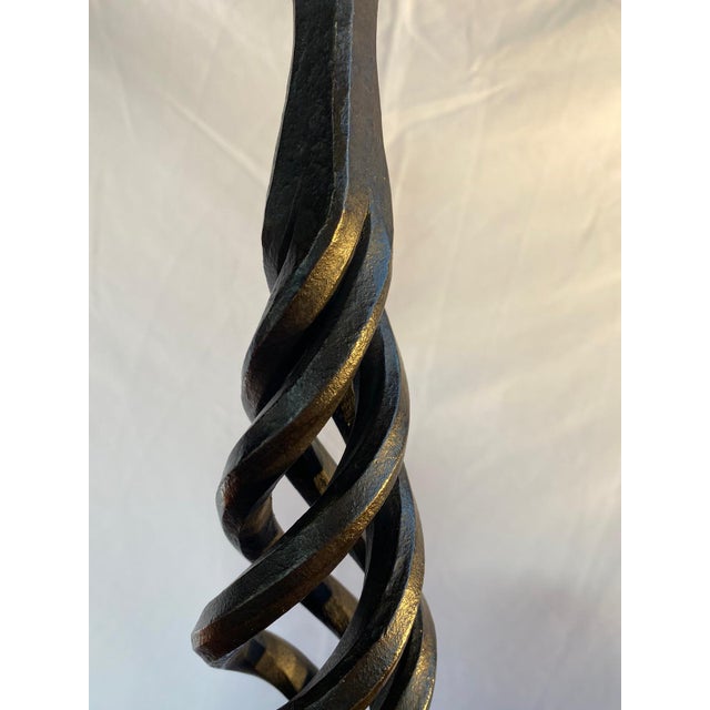 Metal Hand-Forged Wrought Iron Andirons, a Pair For Sale - Image 7 of 9