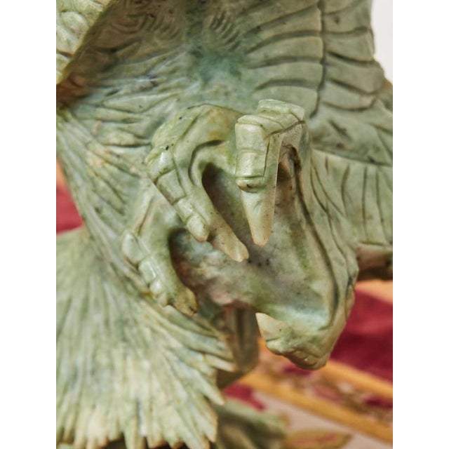 Green Hand-Carved Stylized Eagle in Soapstone For Sale - Image 8 of 12