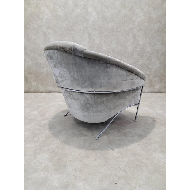 Vintage Postmodern Milo Baughman Boldido Style Lounge Chair in Velvet For Sale In Chicago - Image 6 of 9