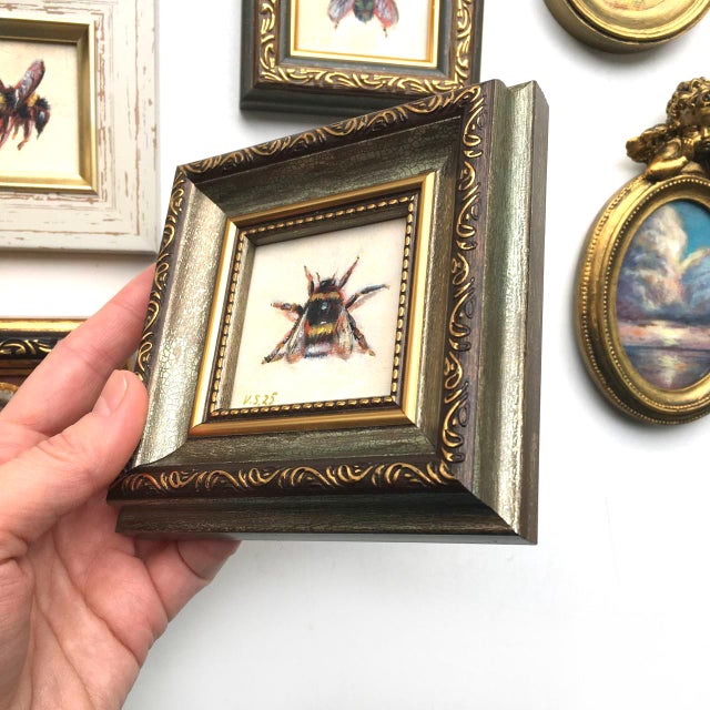 Framed Insect Bee Fly Painting Original Vintage Style by Valeriya Serova For Sale - Image 6 of 6