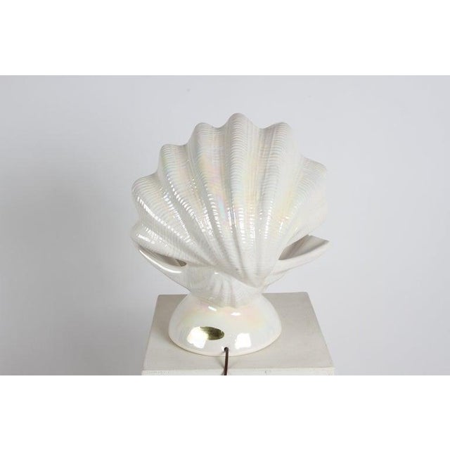 Mid-Century Modern 1980s Mid-Century Modern Oyster Shell Lamp Pair: Clam Shell: Sea Shell Lamp Art Deco For Sale - Image 3 of 9