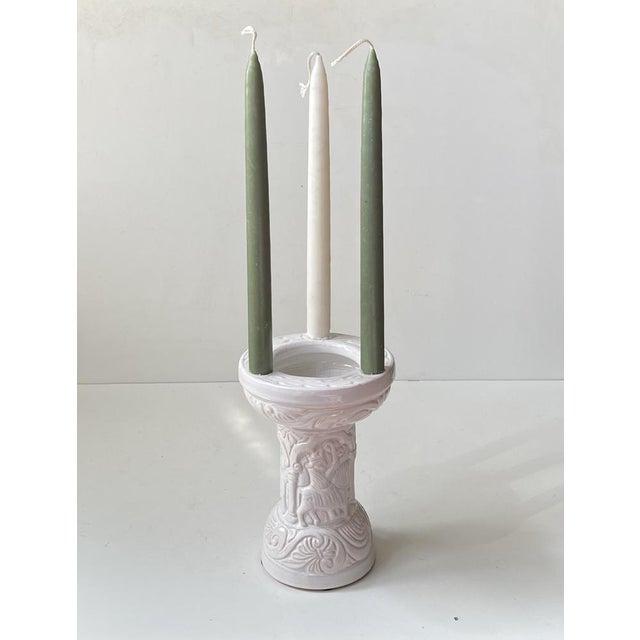 Baptismal Font Candleholder in White Glazed Terracotta by L. Hjorth, 1950s For Sale - Image 4 of 9