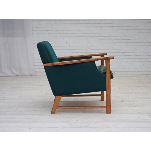 Danish Armchair in Wool and Oak, 1970s For Sale - Image 4 of 17