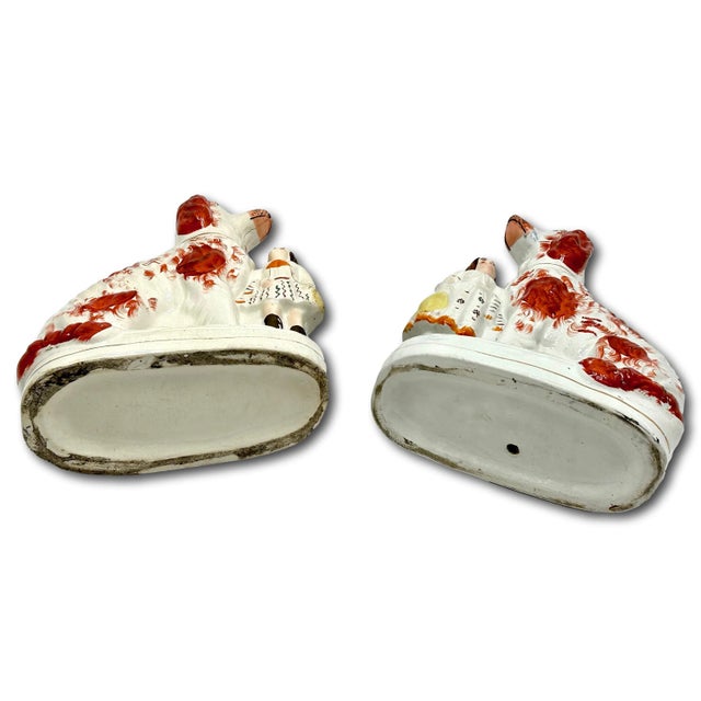 A Very Unusual Pair of Large Size Antique English Staffordshire Pottery Dog Figures - Circa Mid 19th Century For Sale - Image 15 of 18