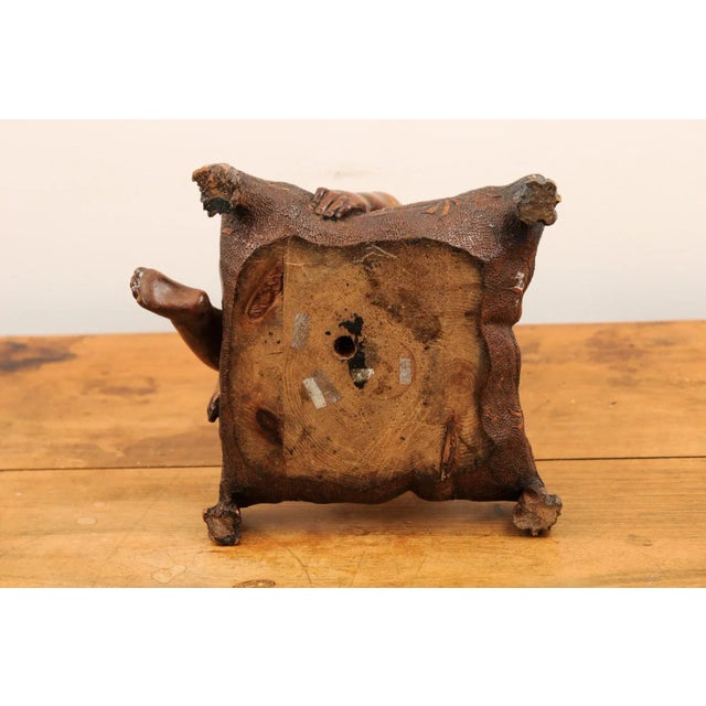 Wood French 1780s Baroque Style Walnut Sculpture of Putto Sitting on a Pillow For Sale - Image 7 of 13