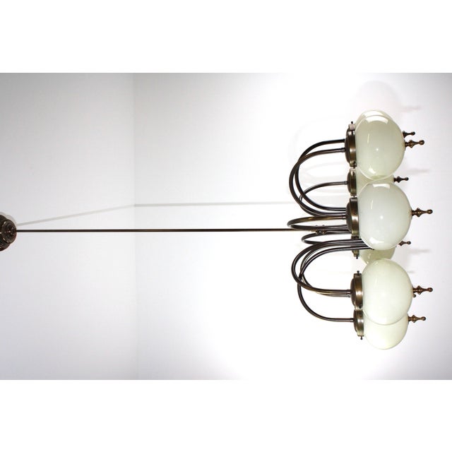 Metal Eight-Light Chandelier in the style of Hugo Gorge, 1970s For Sale - Image 7 of 8