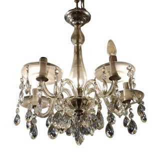 Clear Crystal and Glass Light Fixture, 1970s For Sale