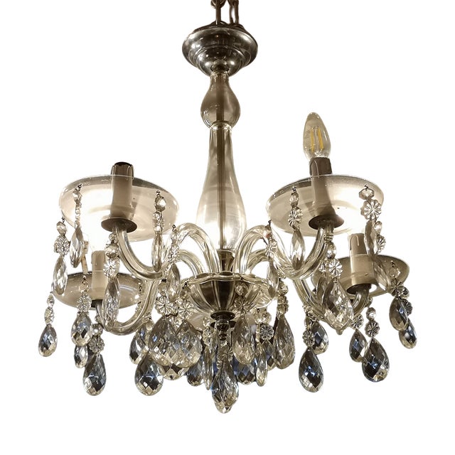 Clear Crystal and Glass Light Fixture, 1970s For Sale