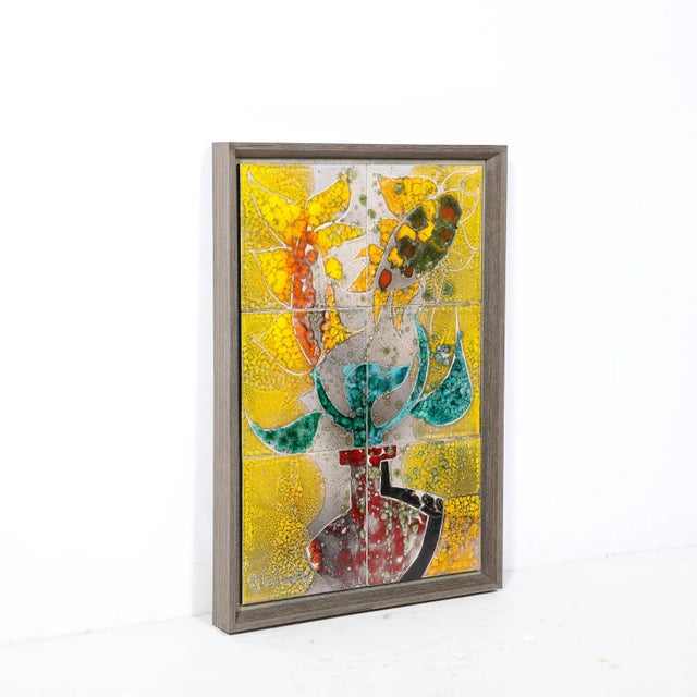 This beautiful and sophisticated Mid Century Modern tile wall plaque was realized by the esteemed modern artist Gilbert...