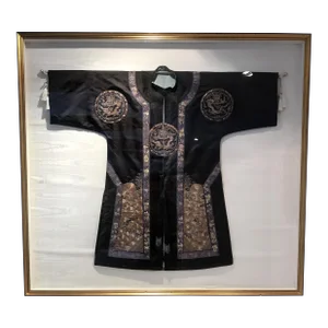 Antique Framed Chinese Silk Dragon Design Robe