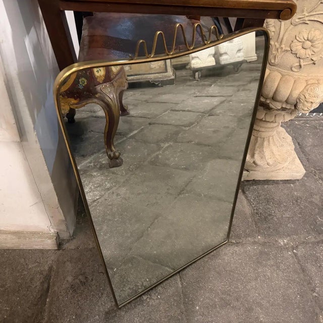1950s Gio Ponti Mid-Century Modern Solid Brass Italian Wall Mirror For Sale - Image 11 of 14