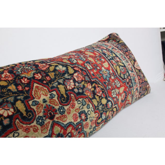 Authentic Antique Tribal Lumbar Pillow – Multicolor Textile Cushion -16'' X 46'' For Sale - Image 9 of 11