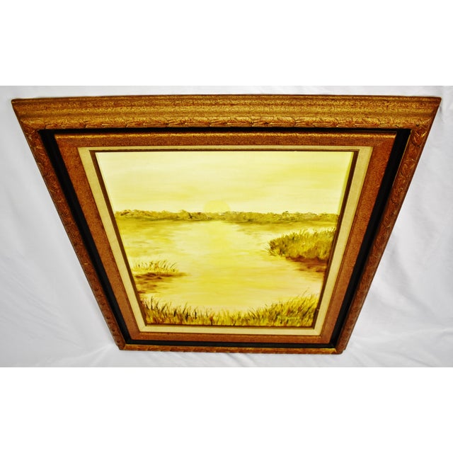 Vintage Framed Oil on Canvas Board Landscape Painting Artist Signed