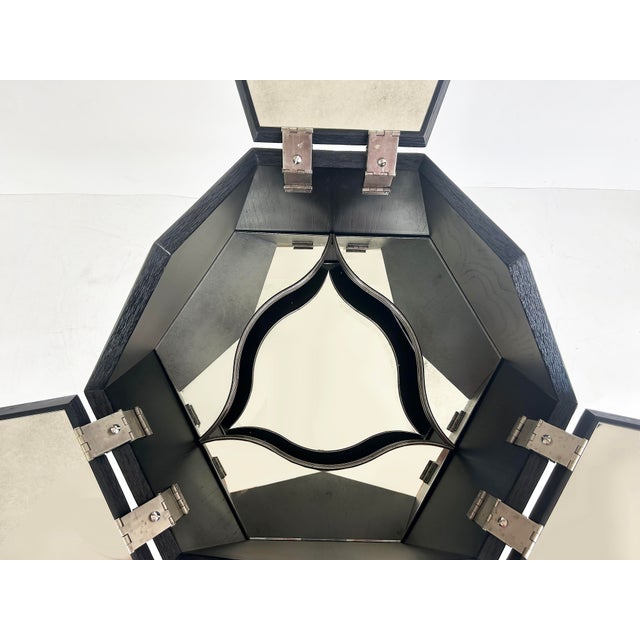 Restoration Hardware Sculptural Polyhedron Rolling Bar Cart With Hinged Doors For Sale In Miami - Image 6 of 17