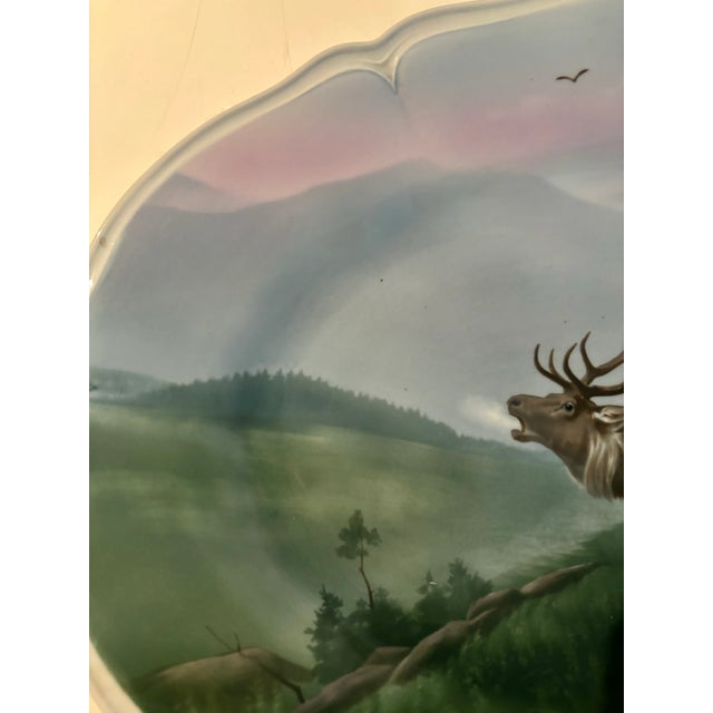 American Late 20th Century Oval Platter With Stag by Saxe. For Sale - Image 3 of 7
