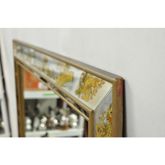 Vintage Chinoiserie Figural Eglomise Reverse Painted Oriental Wall Mirror For Sale - Image 14 of 18