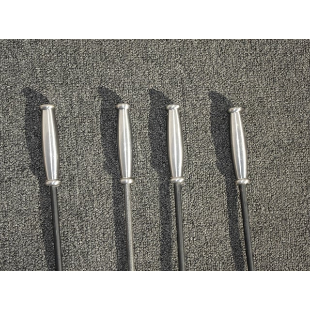 Black Fp2 Vintage French Country Black & Silver Fireplace Tools 4 Tools For Sale - Image 8 of 13