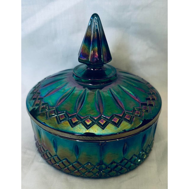 1960s Vintage Indiana Glass "Princess Blue" Carnival Candy Dish For Sale - Image 5 of 6