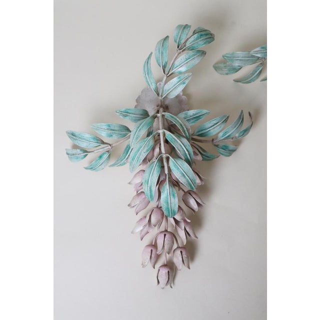 Hand-Painted Wisteria Flower Wall Lamps by Hans Kögl, 1970s, Set of 3 For Sale - Image 6 of 14