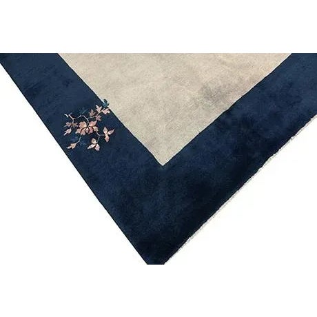 1920s Gray Solid Open Fiel Antique Chinese Peking Carpet 9'2" X 11'10" Knotted Wool Rug For Sale - Image 11 of 12