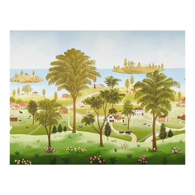 Schumacher Eaton's Landscape Panel Set in Document - Set of 5 For Sale