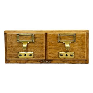 Oak Index Card Cabinet with Drawers, 1930s For Sale
