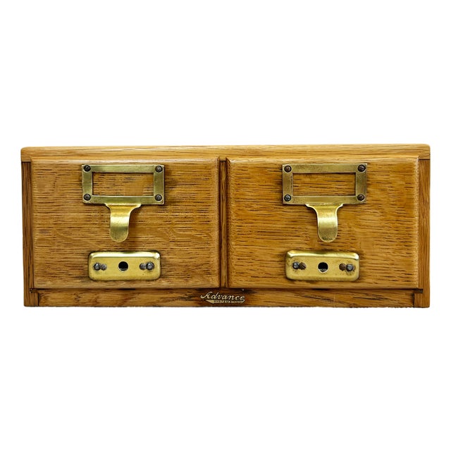 Oak Index Card Cabinet with Drawers, 1930s For Sale