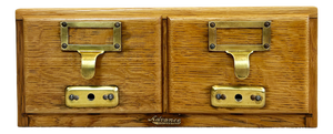 Oak Index Card Cabinet with Drawers, 1930s